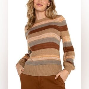 NWOT Liverpool Women's Striped Long Sleeve Crewneck Sweater Size M